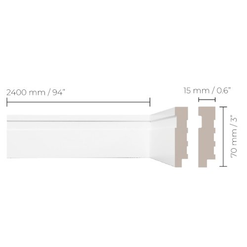 RODAPÉ BRANCO FRISADO 2400 X 15 X 70 MM
